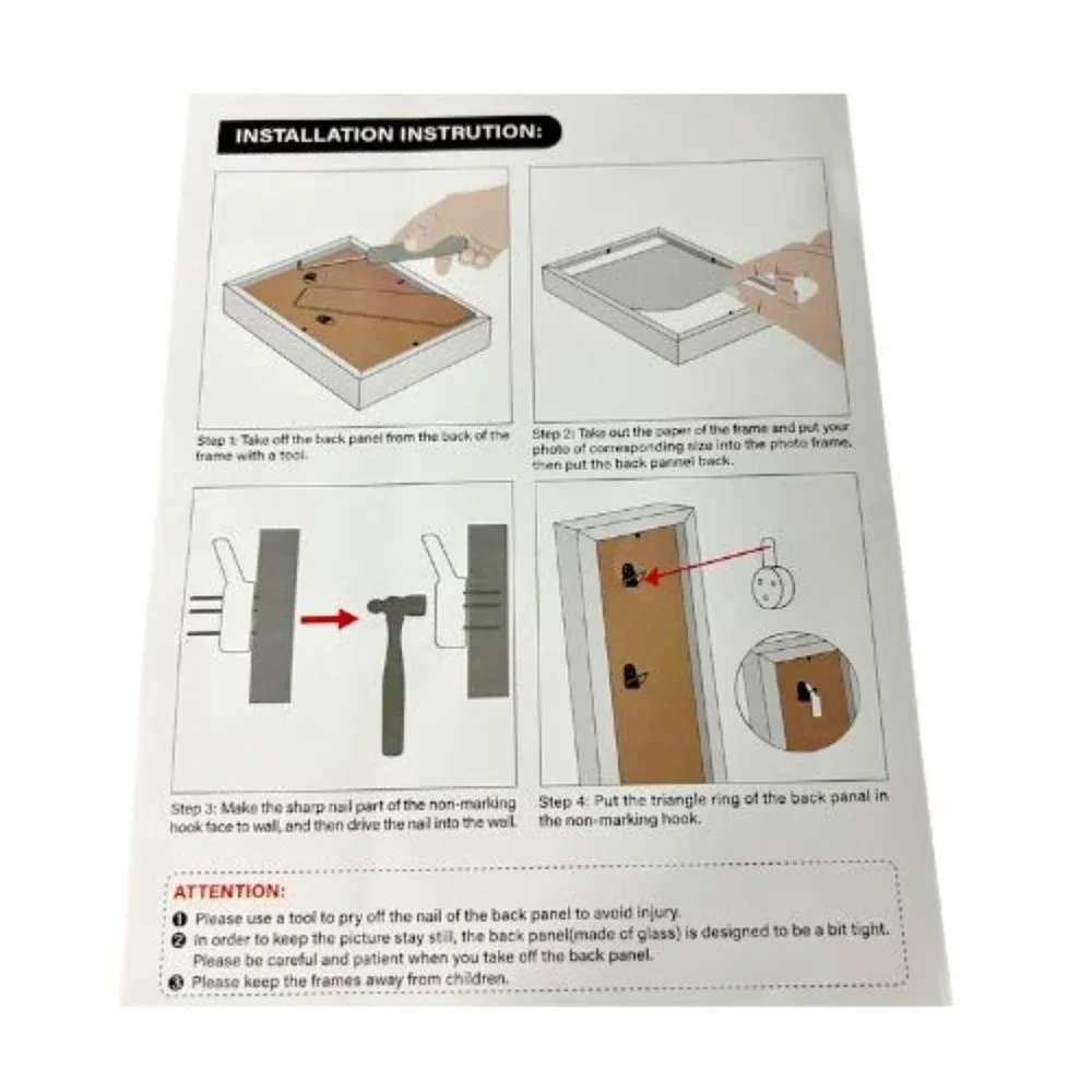 Picture Frames-4x6 and 5x7 and 6x8 Hanging or Standing-Set of 3 White/Black